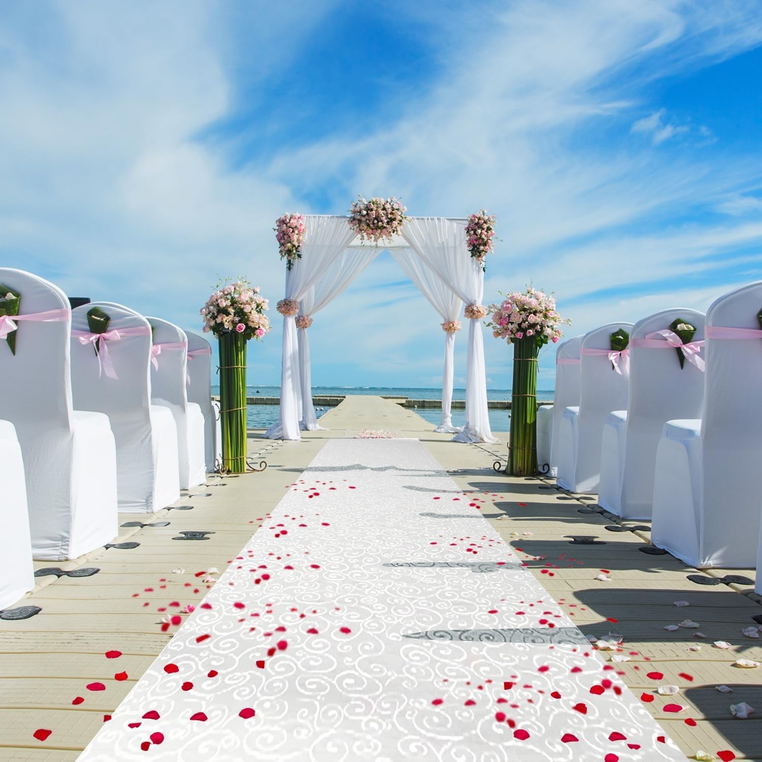 Thickened Aisle Runner Wedding CeremonyFeet White Aisle Runner Walkway Indoor