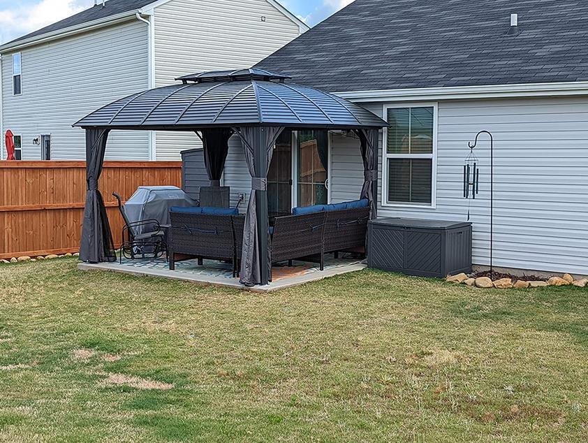 10' x 12' Hardtop Gazebo Outdoor Aluminum Arc Gazebo for Patios Double Roof