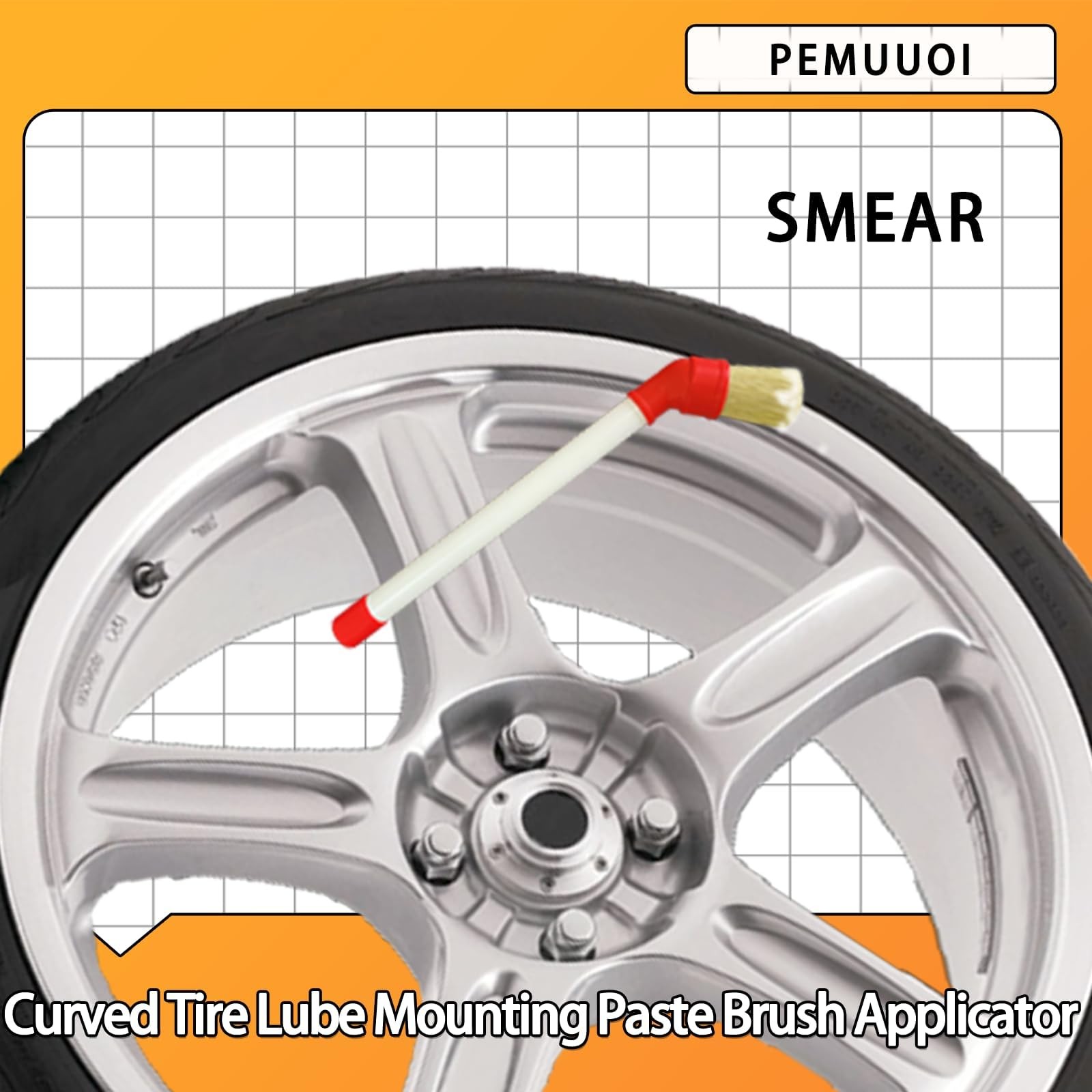 Tire Lube Brush Applicator Swab (4-Pack),11" Plastic Handle and 45° 11, 2025