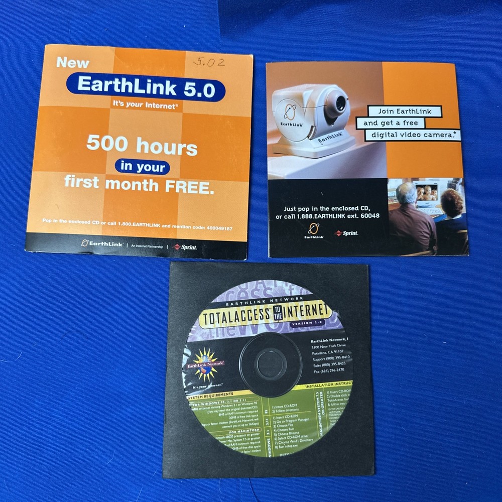(3) Vintage Earthlink Internet Service Install CD's Discs Software PC Window