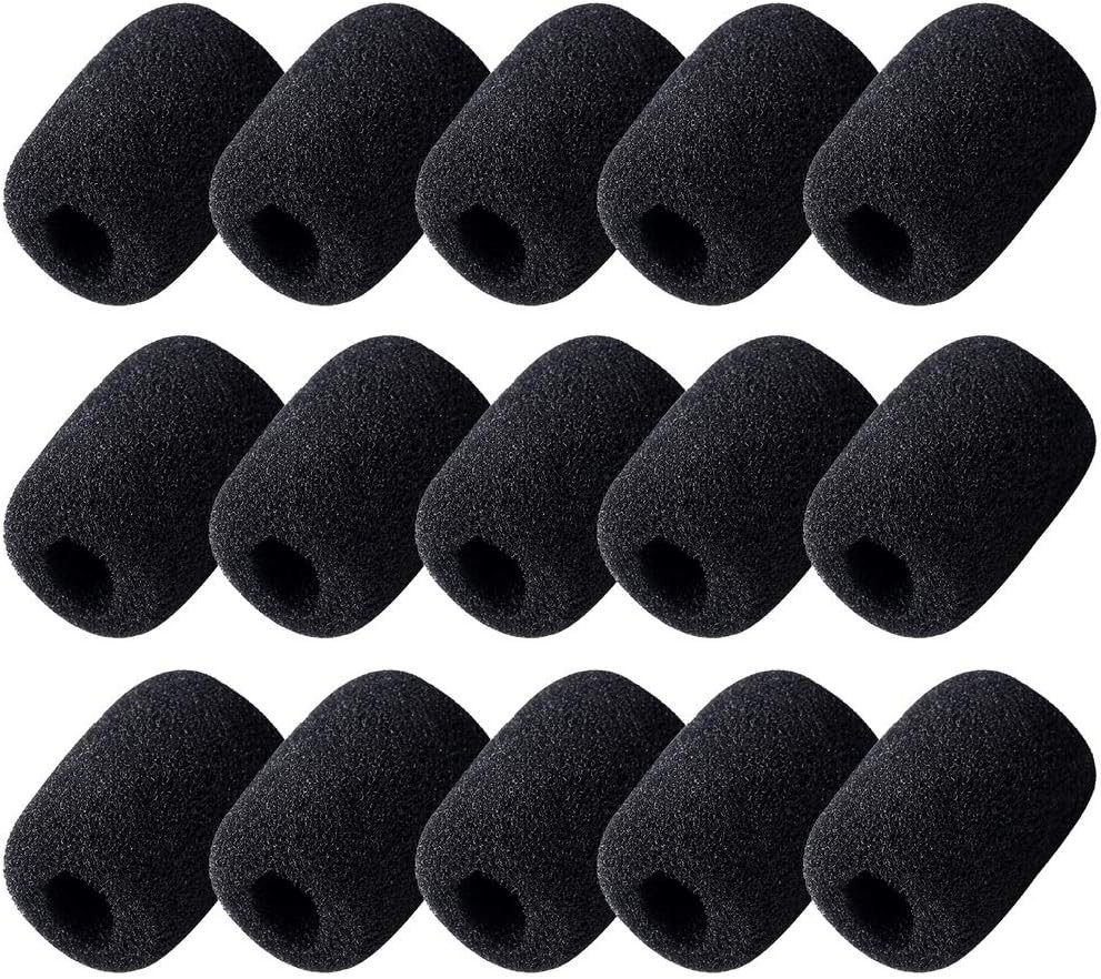15 Pack Foam Microphone Windscreen, Lapel Headset Microphone Sponge Mini Foam...