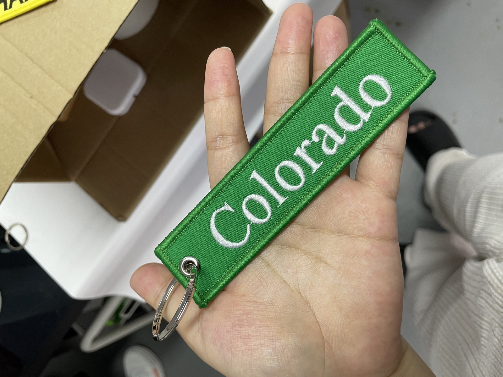 Customized key Chain Tag Motorcycle Outboard Double Sided Embroidered Keychain