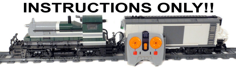 Custom Brick Building 7 Train Model Instructions - Station, engine, signal tower