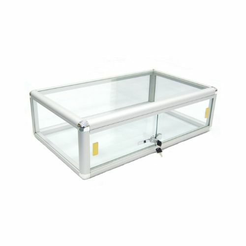 Aluminum Framed Tempered Glass Counter Top Display Case with Front Lock