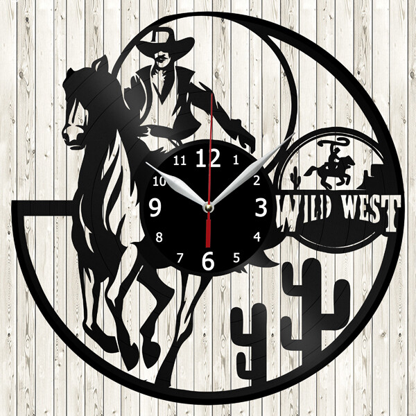 Wild West Vinyl Record Wall Clock Decor Handmade 2520