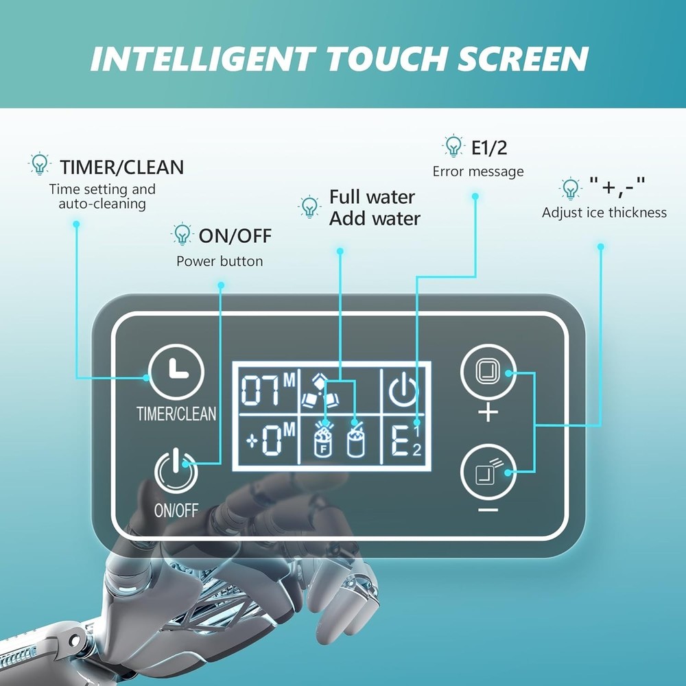 Ice Cube Maker Machine Countertop Portable 45Lbs/Day Self-Cleaning Compact