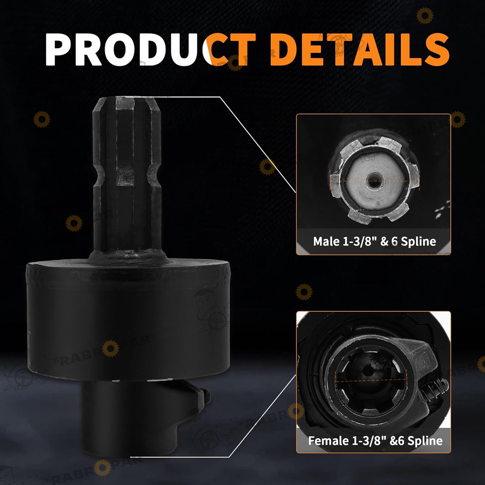 Tractor PTO Quick Release Clutch Over Running Coupler 1-3/8" & 6 Spline