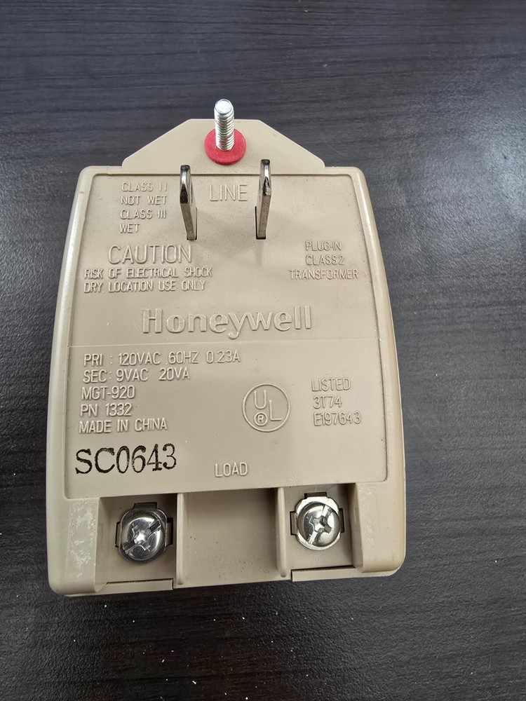 Honeywell Model # 1332 9VAC 20VA Transformer