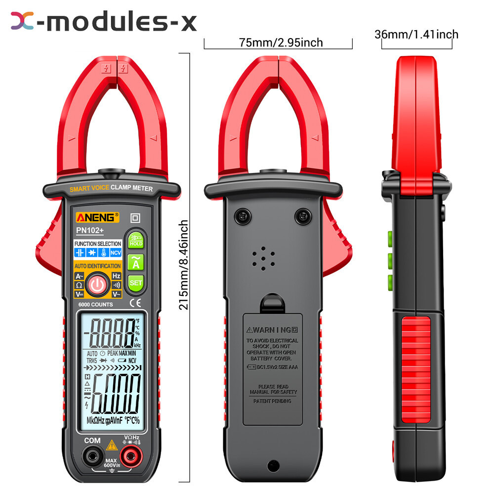 Smart Digital Clamp Meter Voice Broadcast Multimeter AC DC Volt Temp Tester New