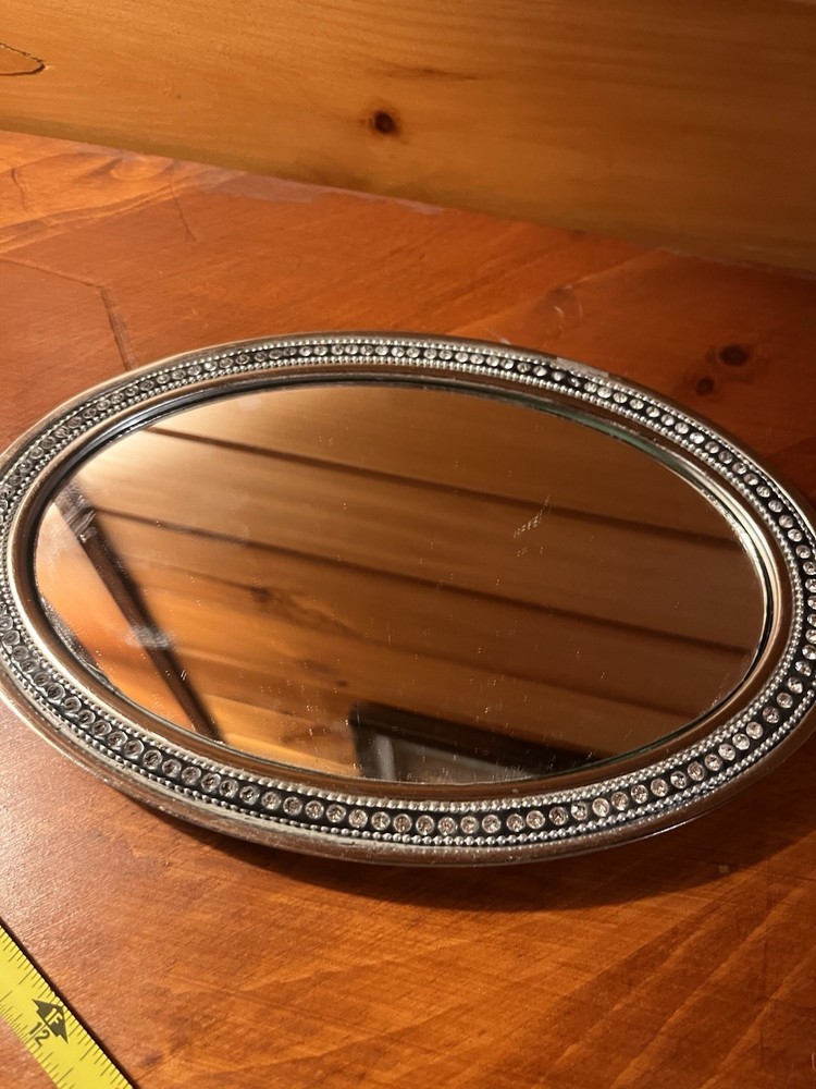 Vintage Mirrored Silverplate Footed OvalTray