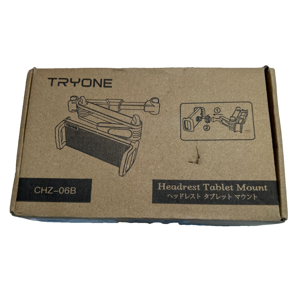 Tryone Car Headrest Tablet Holder Mount Stretchable Backseat Tablets Black