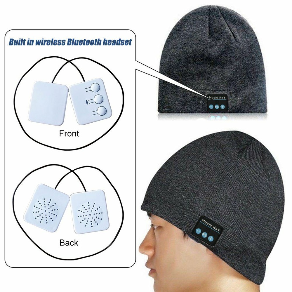 Bluetooth Music Wireless Warm Beanie Hat Smart Cap Headphone Headset Speaker Mic