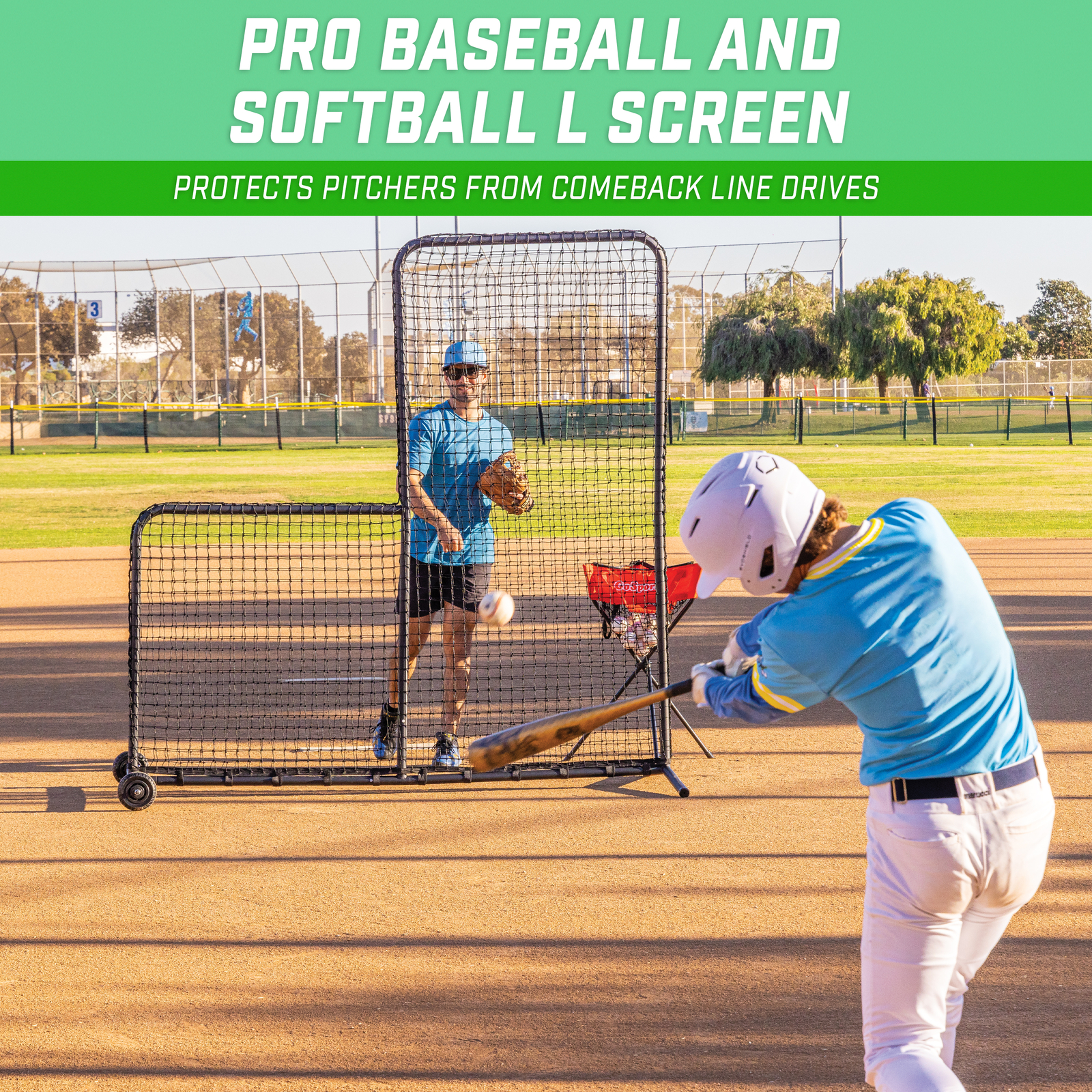 GoSports 7 ft x 7 ft PRO Baseball & Softball L Screen