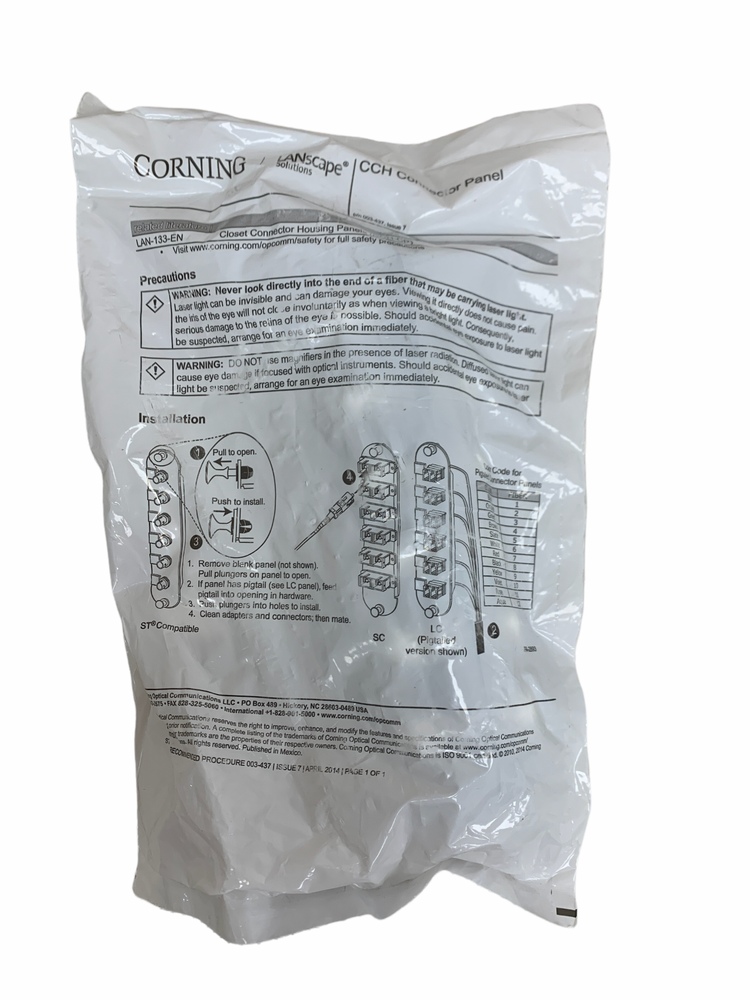 Corning Closet Connector Housing (CCH) Panel, ST Compatible Adapters, Simplex 12