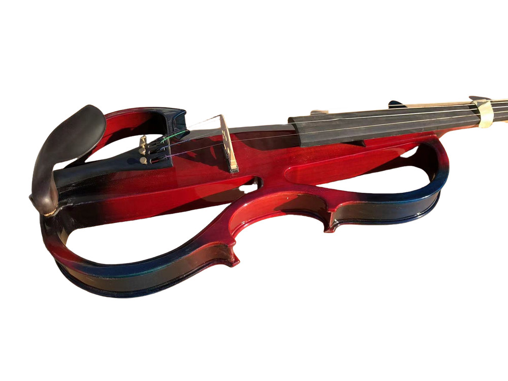 4 String Electric Violin Kit 4/4 Size Solid Wood with Bow and Case,Blue &Red