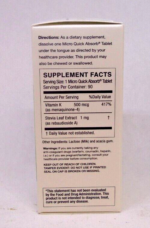 2 BOXES Frunutta K2 500 mcg MK-4 Micro Quick Absorb 180 Dissolve Tablets