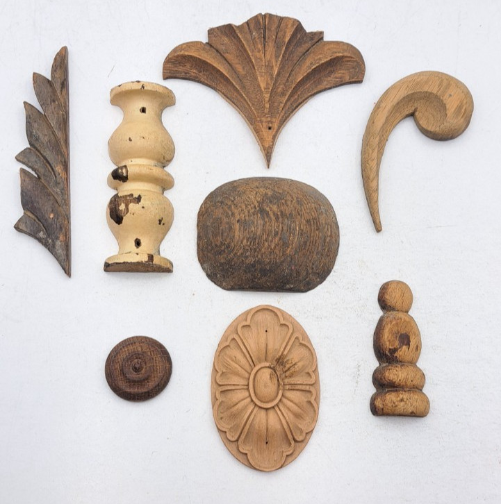 Antique Wooden Decorative Carvings Furnisher Wall Decorations Old Vintage Lot