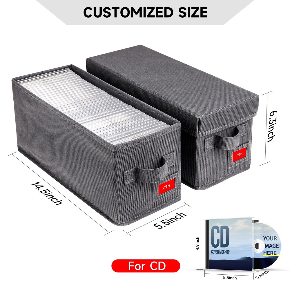 Upgrades CD Storage Box - Perfect CD Case Storage Solution Stackable CD Organ...