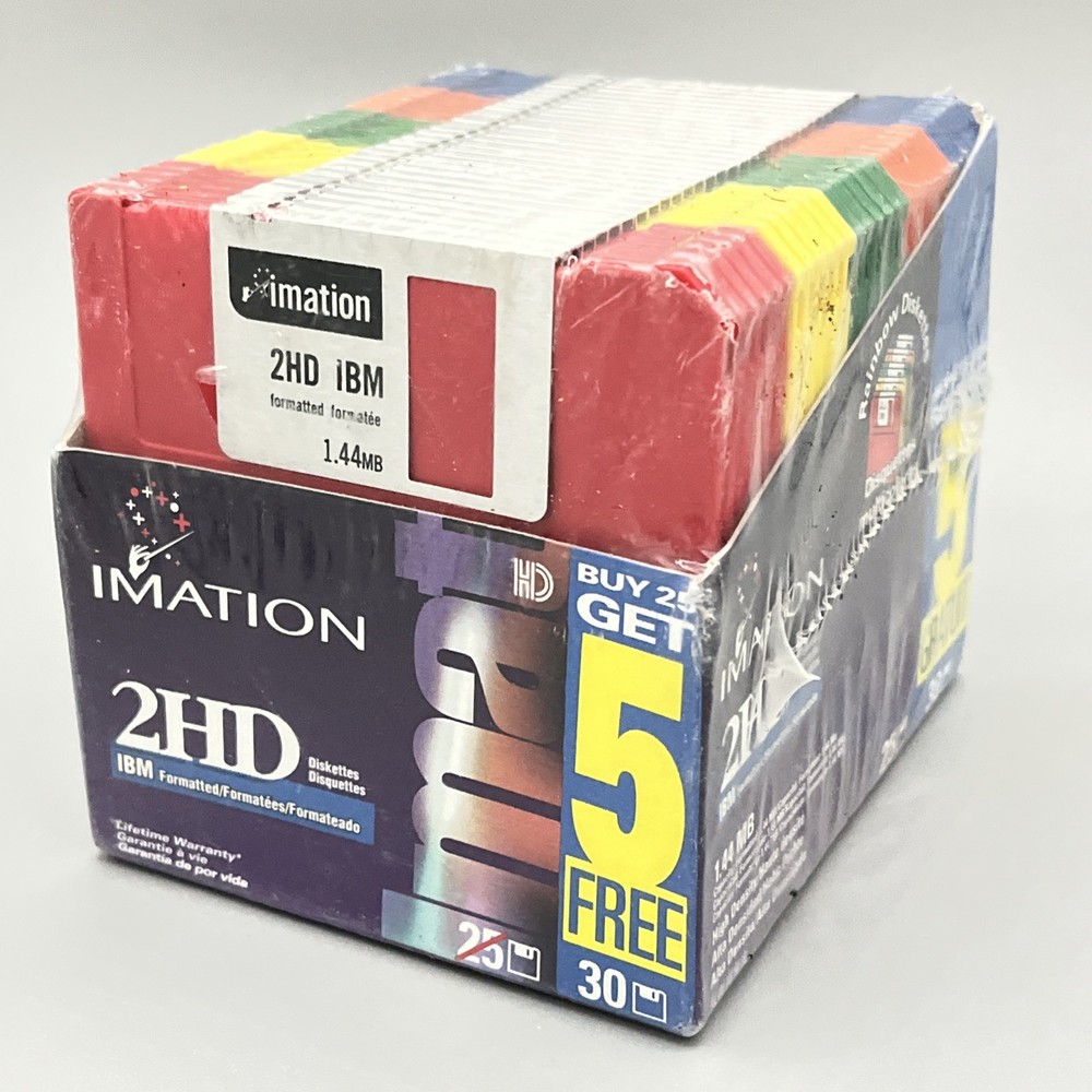 Imation IBM 30 Formatted 1.44MB Rainbow Diskettes New Sealed