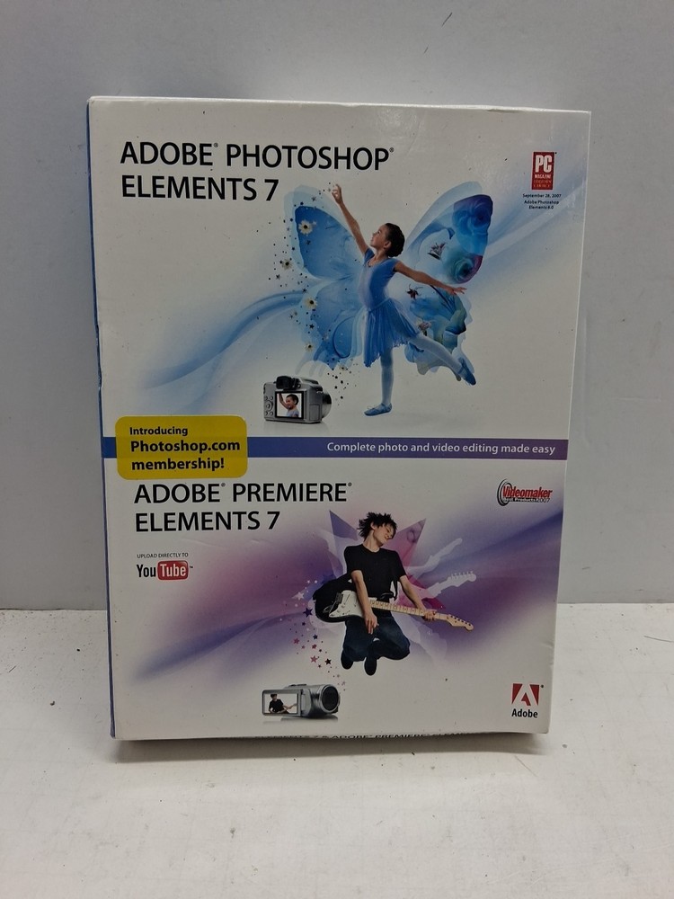 Adobe Photoshop Elements 7 & Premiere Elements 7 + Key 2 Discs