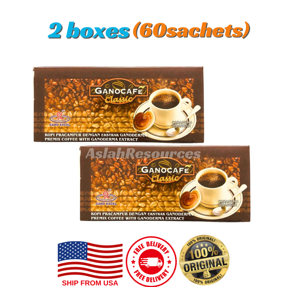 2boxes Gano Excel GanoCafe Classic Ganoderma Premix Coffee 60Sachets ShipFrom US