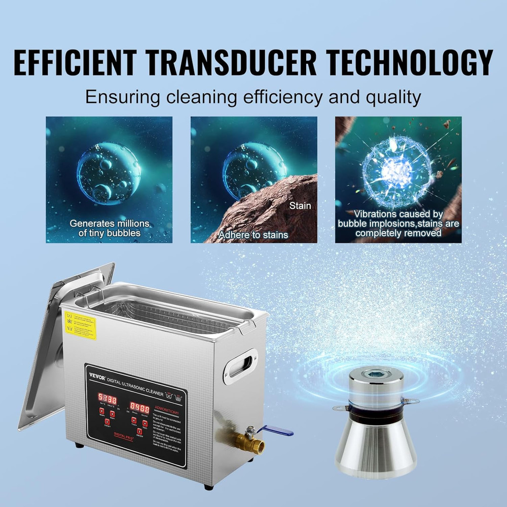 Ultrasonic Cleaning Machine with Digital Timer & Heater Professional 6L