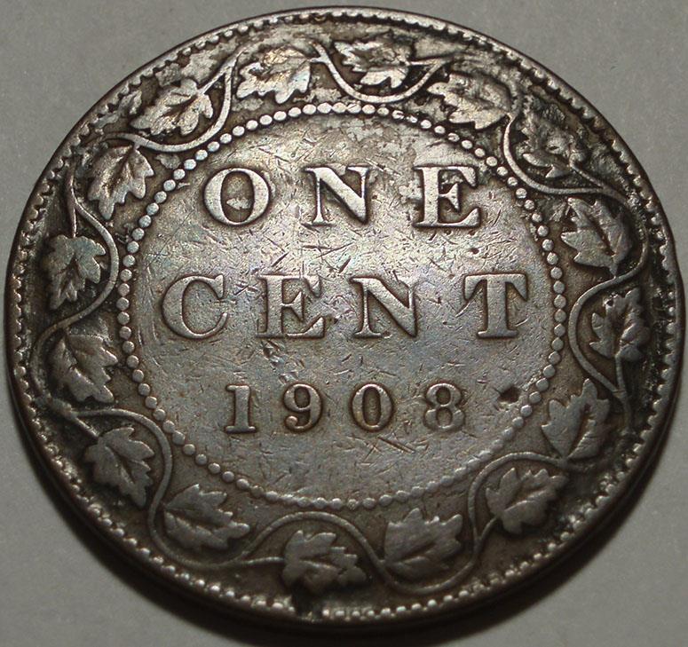 1908 CANADA Veteran "LARGE CENT" First OTTAWA MINT Strike For KING EDWARD VII