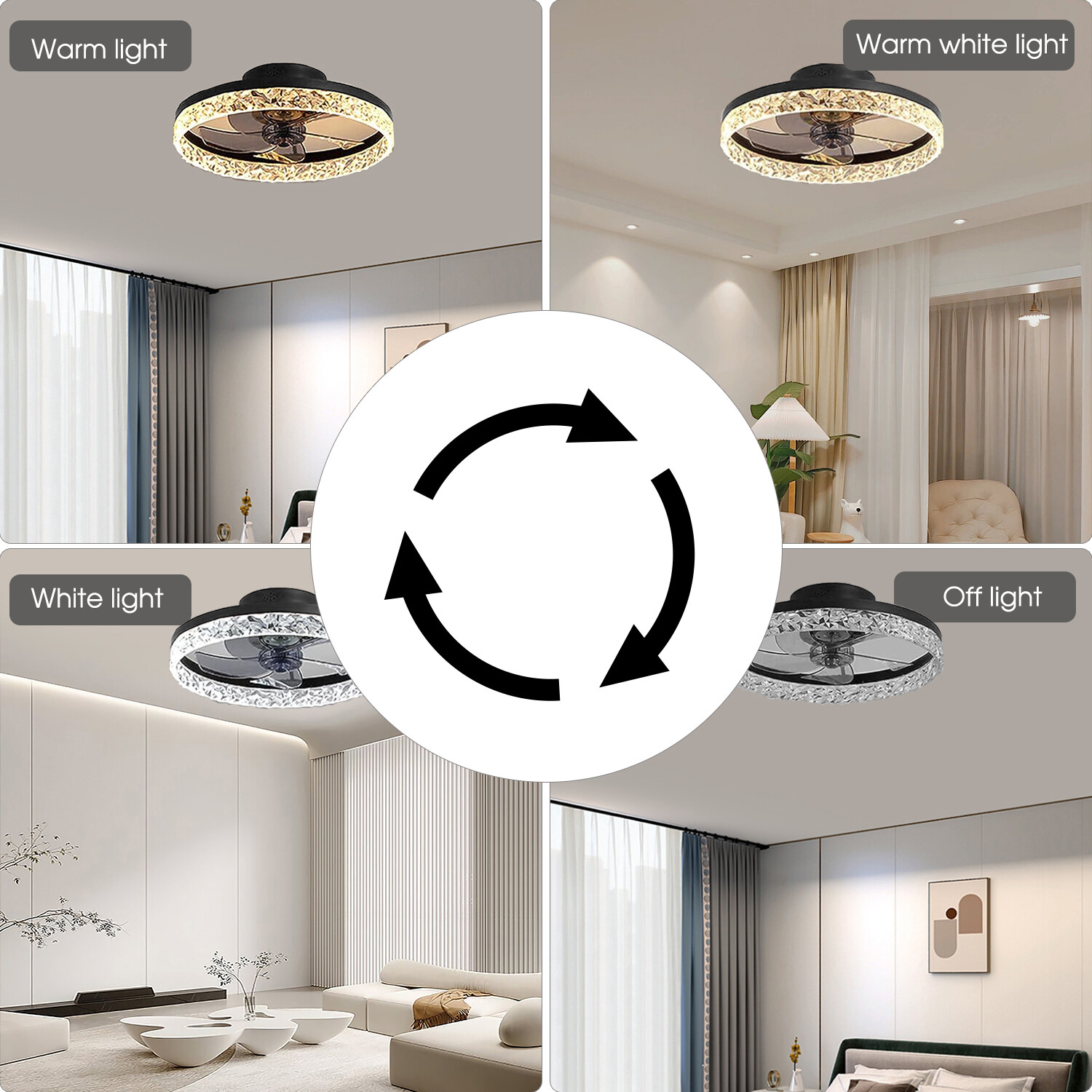 20in Dimmable LED Ceiling Fan with Light, Remote App Control