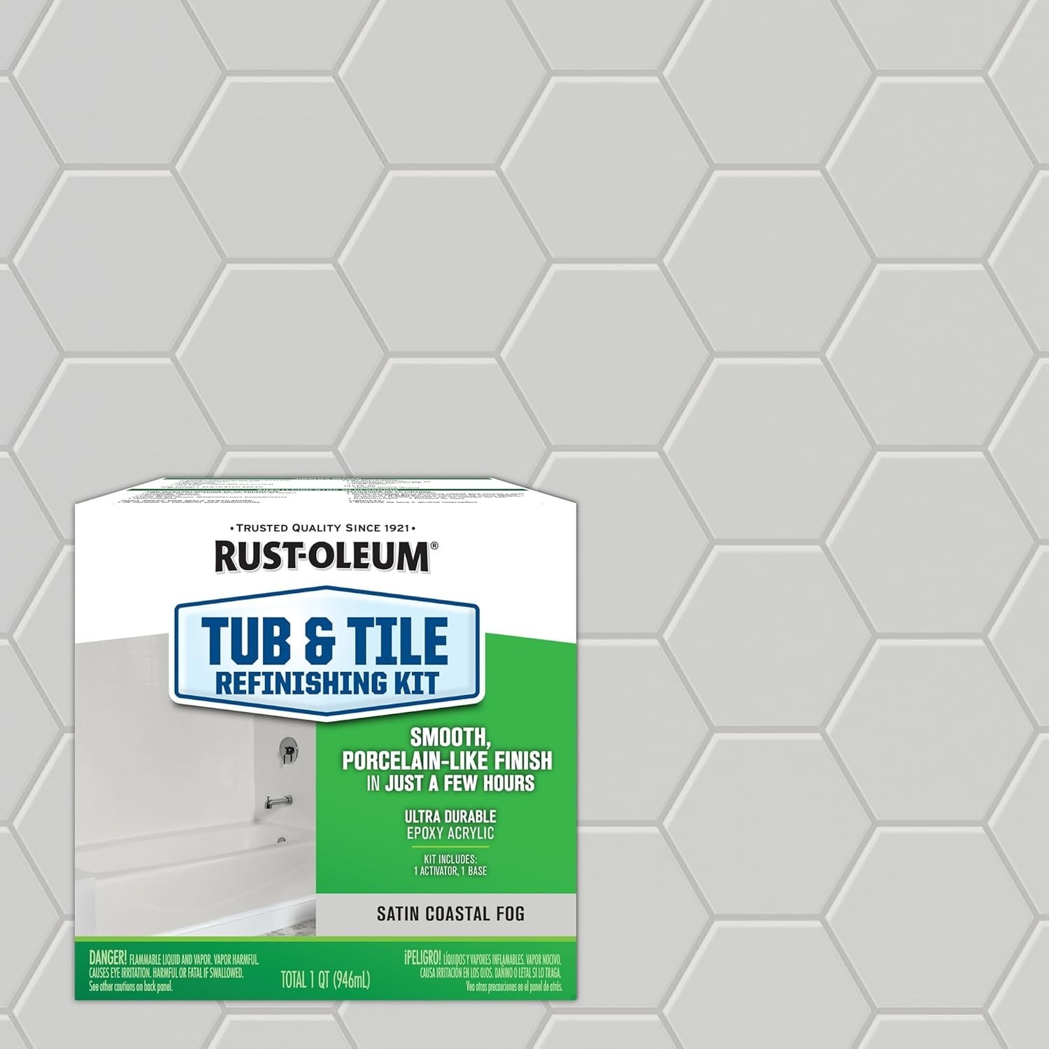 Rust-Oleum 385280 Tub And Tile Refinishing 2-Part Kit, Satin Coastal Fog