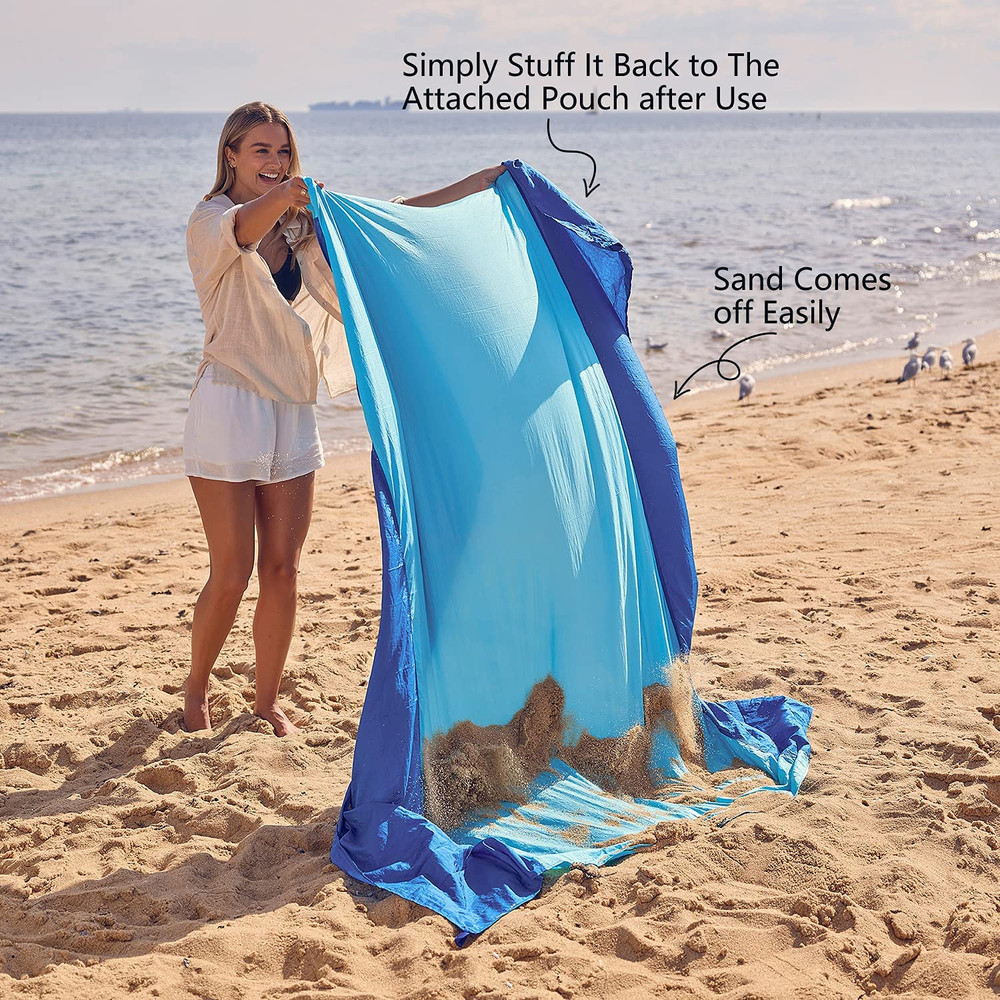 Beach Blanket Sandproof Waterproof, Extra Large Beach Mat, Oversized & Compact S