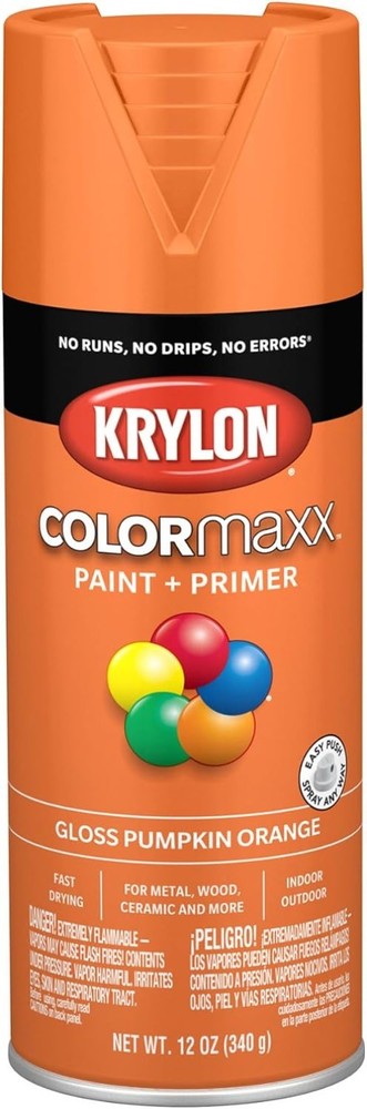 Rust Resistant 12oz Gloss Spray Paint & Primer - Pumpkin Orange for DIY Projects