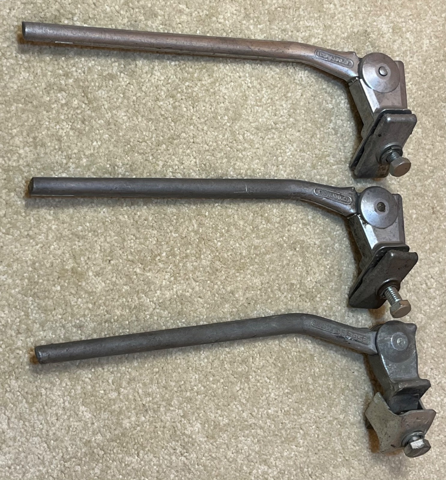 3 Greenfield Vintage Bicycle Kickstands 2 GDC 1 ESGE Aluminum Center Frame Mount