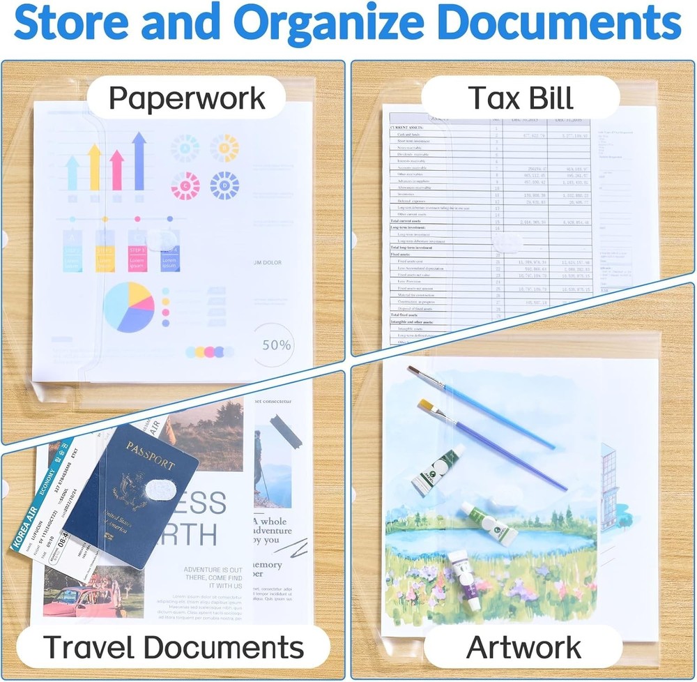 Clear Plastic Document Envelopes - Large Capacity 20 Pack for Easy Organization