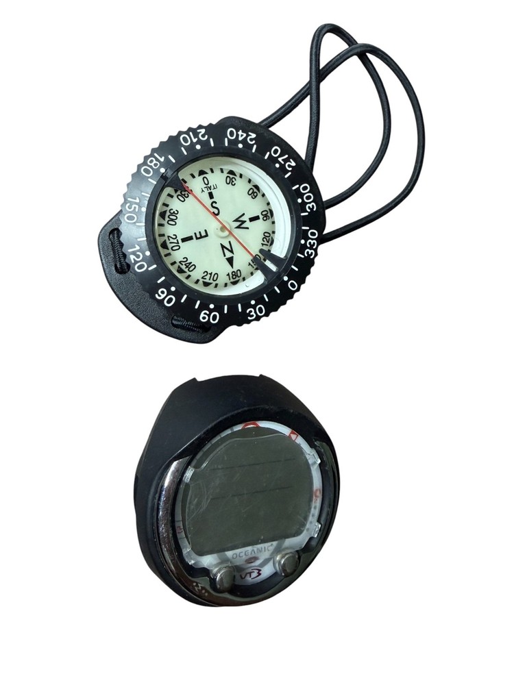 Dive Bundle – Oceanic VT3 Dive Computer + Bungee Compass – Untested / Parts