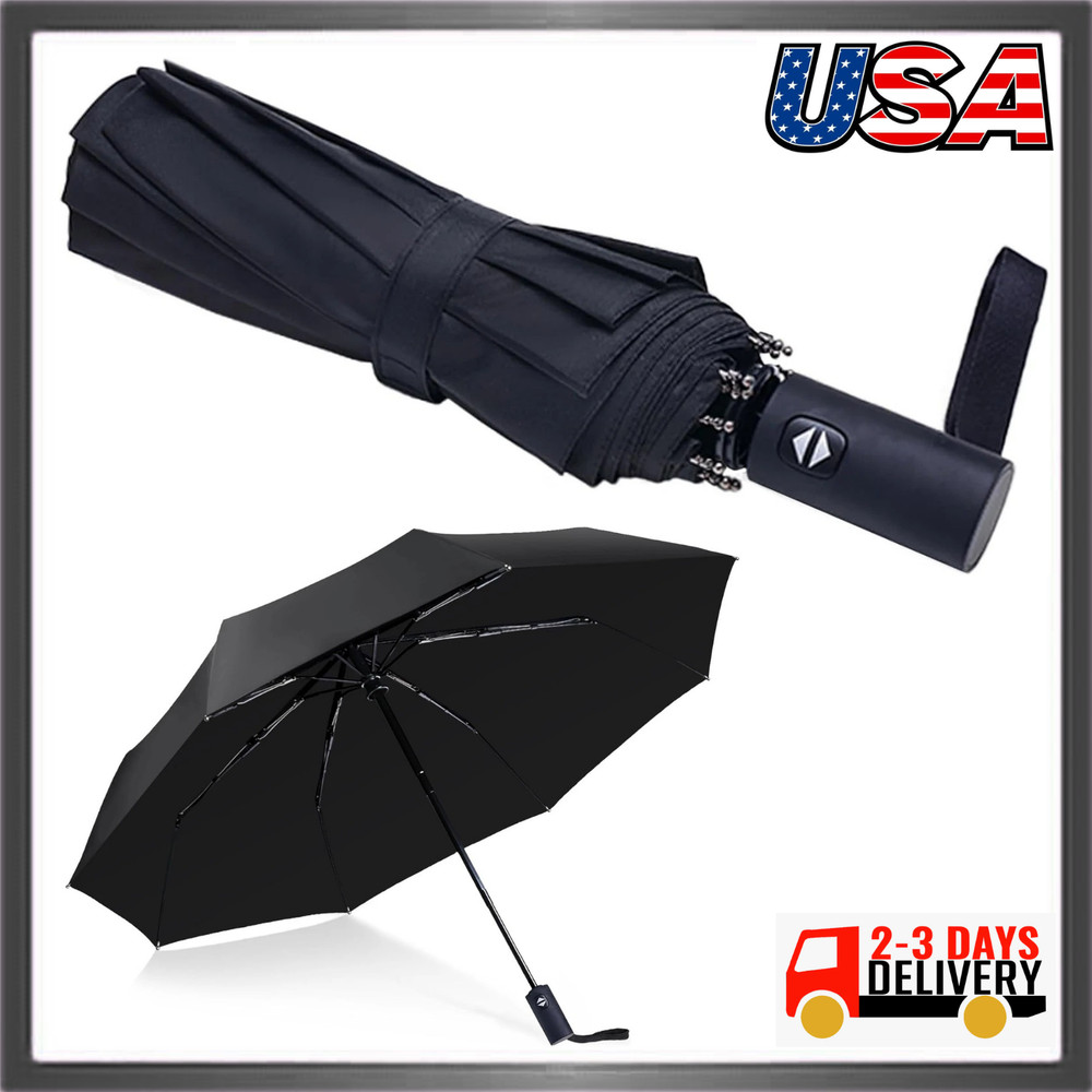 Travel Essentials Umbrella Windproof Compact Collapsible Light, Automatic, Stron