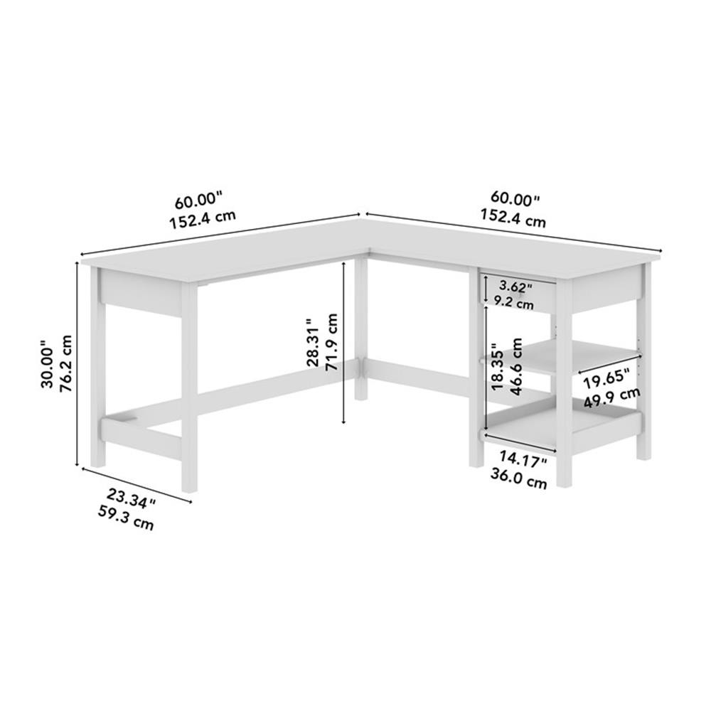 Broadview 60W L Shaped Computer Desk with Storage in Classic Black