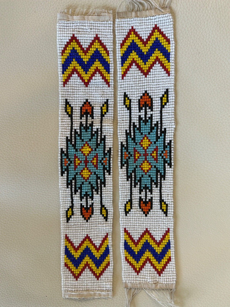 2 - Mini Multicolor Patterned Beaded  Strip Native American Design 10 x 2” #12