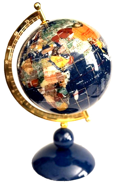 Desktop Globe Dark Blue Lapis Luzuli & Gemstone 11"