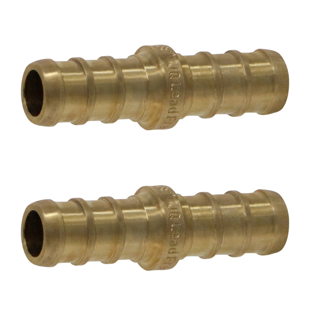 2 Pack XFITTING 3/8" Pex B Coupling - Lead Free Brass Crimp Coupling