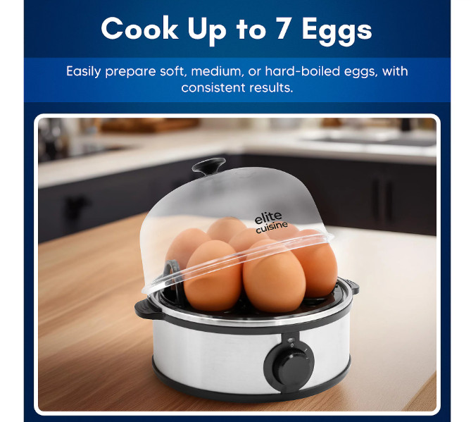 Automatic Egg Cooker 7 Egg Capacity Stainless Steel Electric Egg Boiler