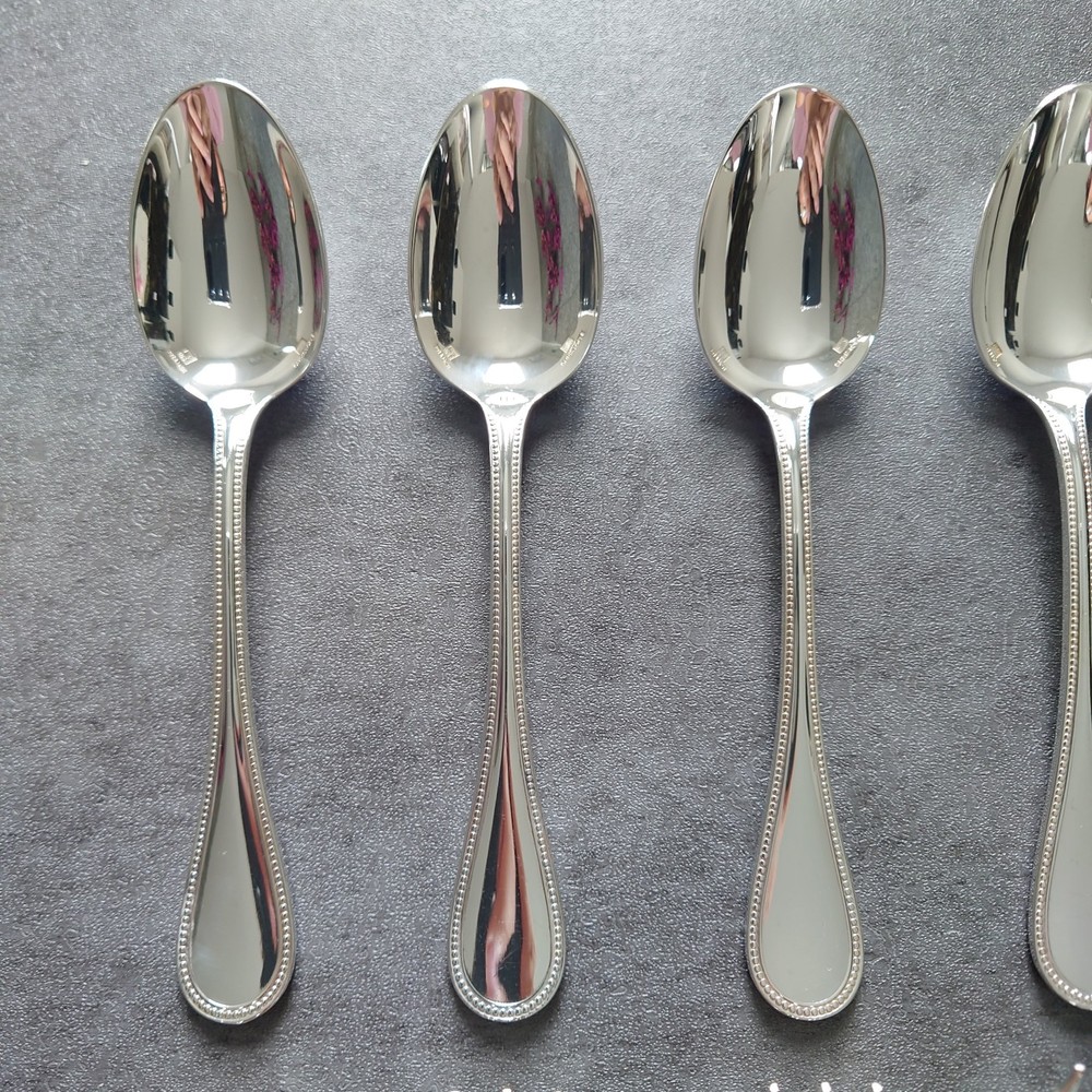 Christofle Perles 12pcs Silverplate Flatware Cake Fork Coffee Spoon Excellent