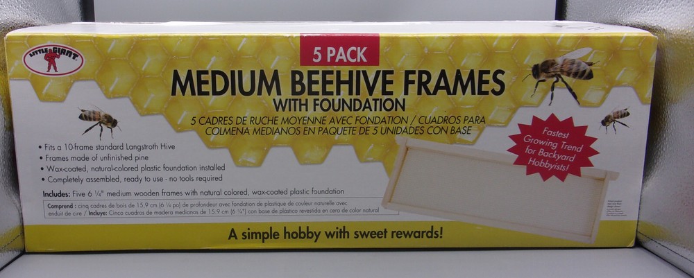 Little Giant Medium Beehive Frames w/Foundation Natural-Colored Plastic- 5 Count