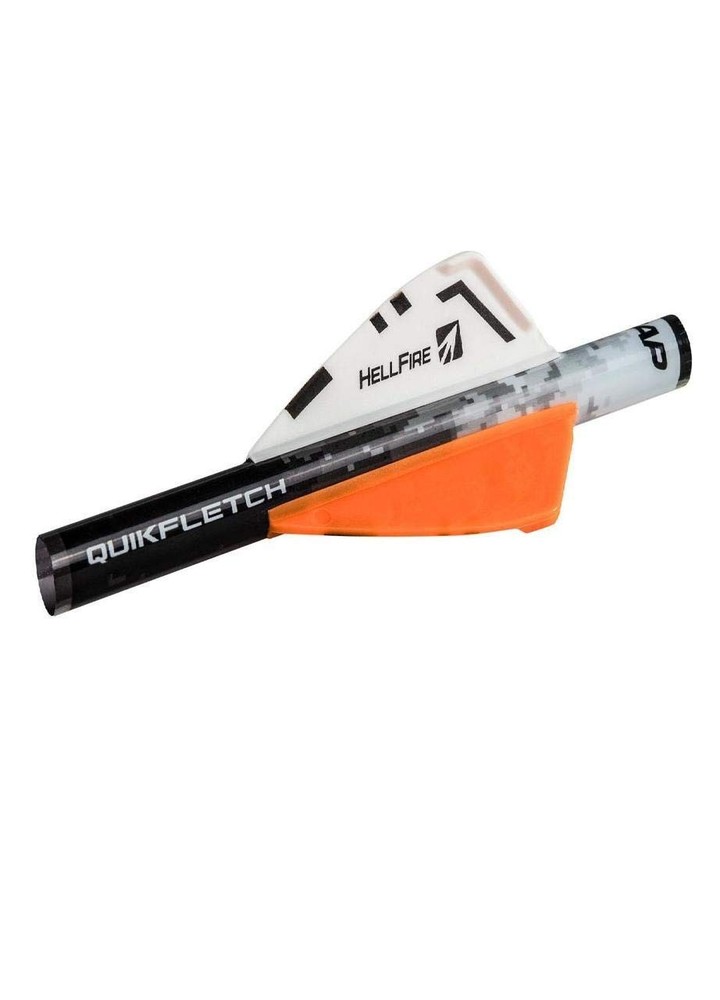 Quikfletch Hellfire Stabilizing Fletching - White/Orange, 2-Inch Vane
