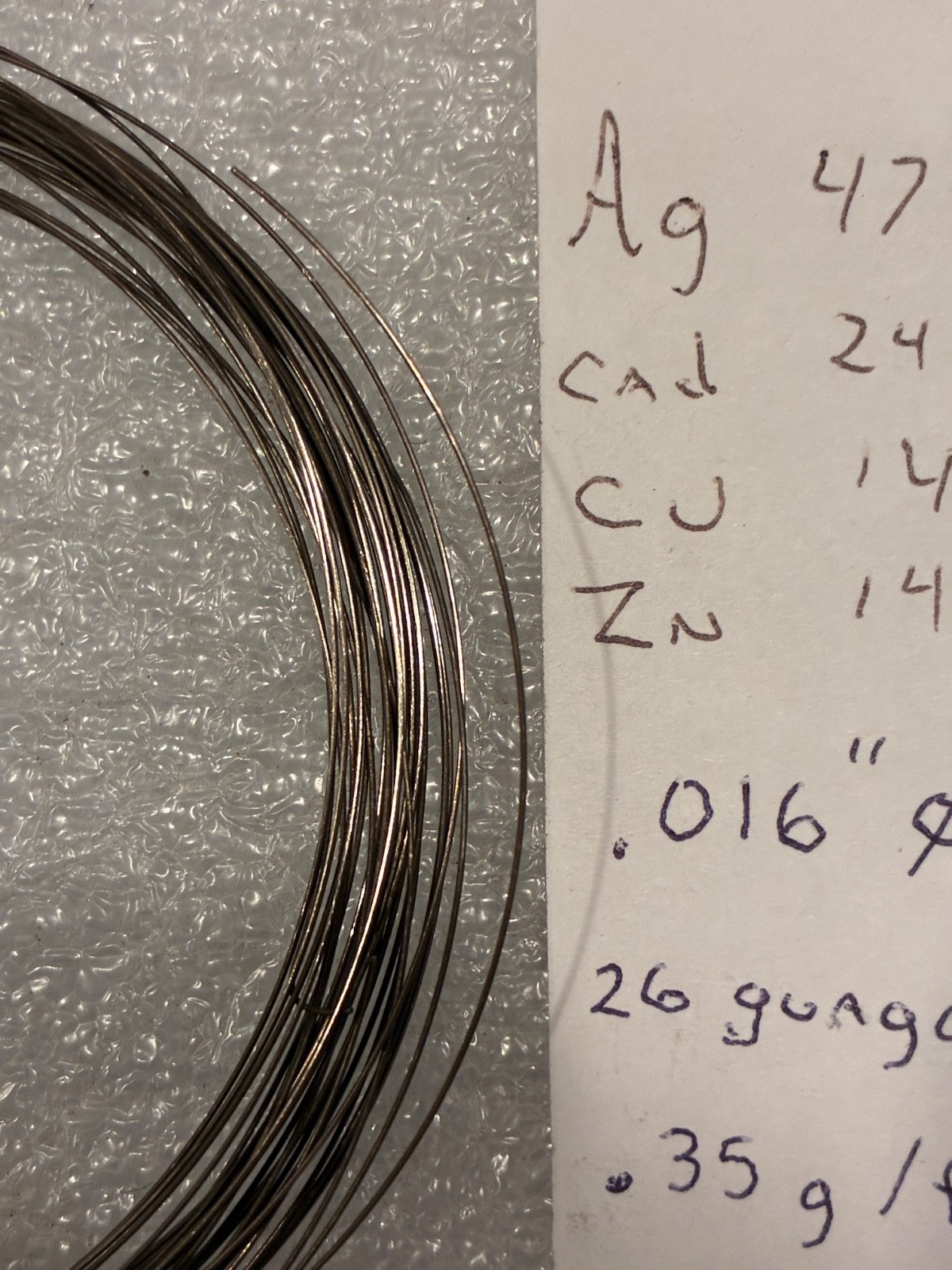 Silver Solder / 47% Silver / .016"- 26 gauge / 10 ft Length / Old stock