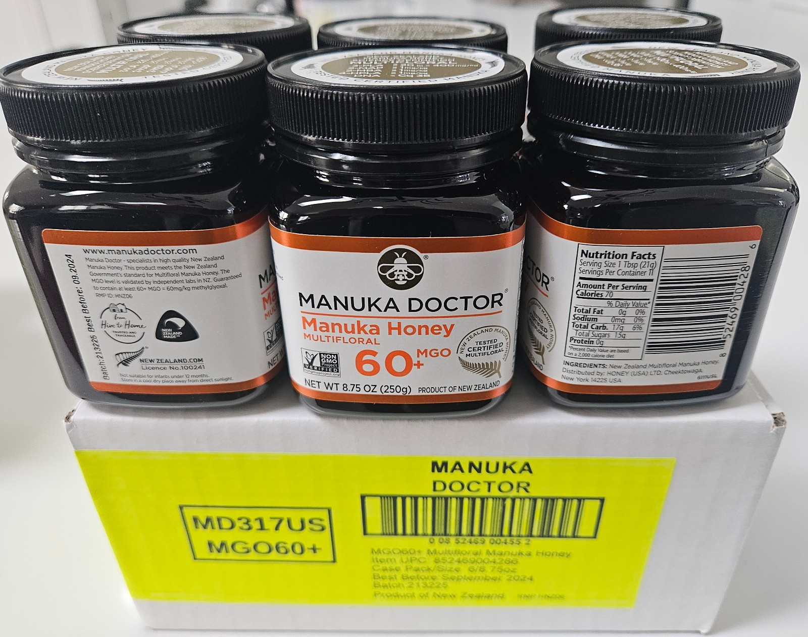 6 x MANUKA DOCTOR - MGO 60+ Manuka Honey Multifloral,100% Pure New Zealand Honey