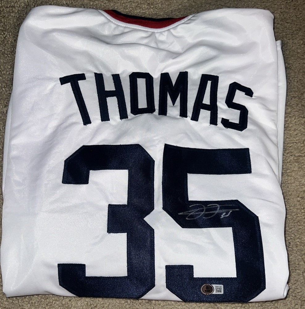 Frank Thomas signed Whitesox throwback jersey Red White  and Blue  Beckett Auth
