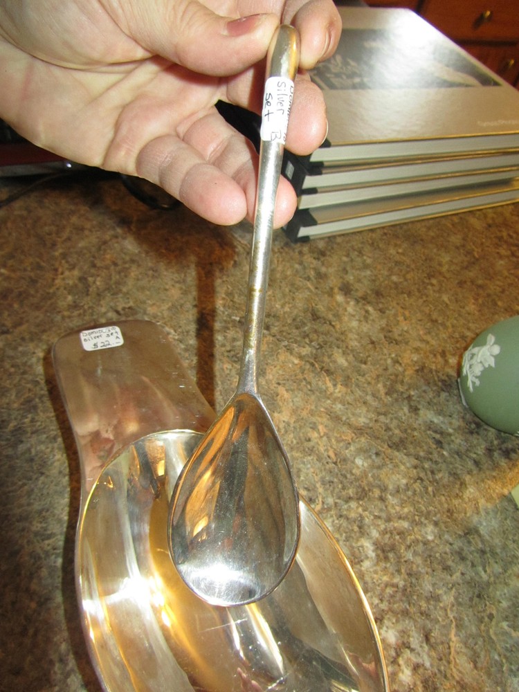 Silverplate Bowl or Server with Spoon - no maker's mark
