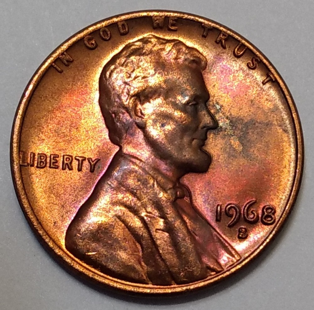 1968-S Lincoln Cent Mint State ~ Toned  ~ RB