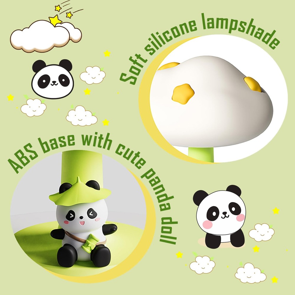 Cloud and Panda Rechargeable Night Light, Safe Soft Silicone