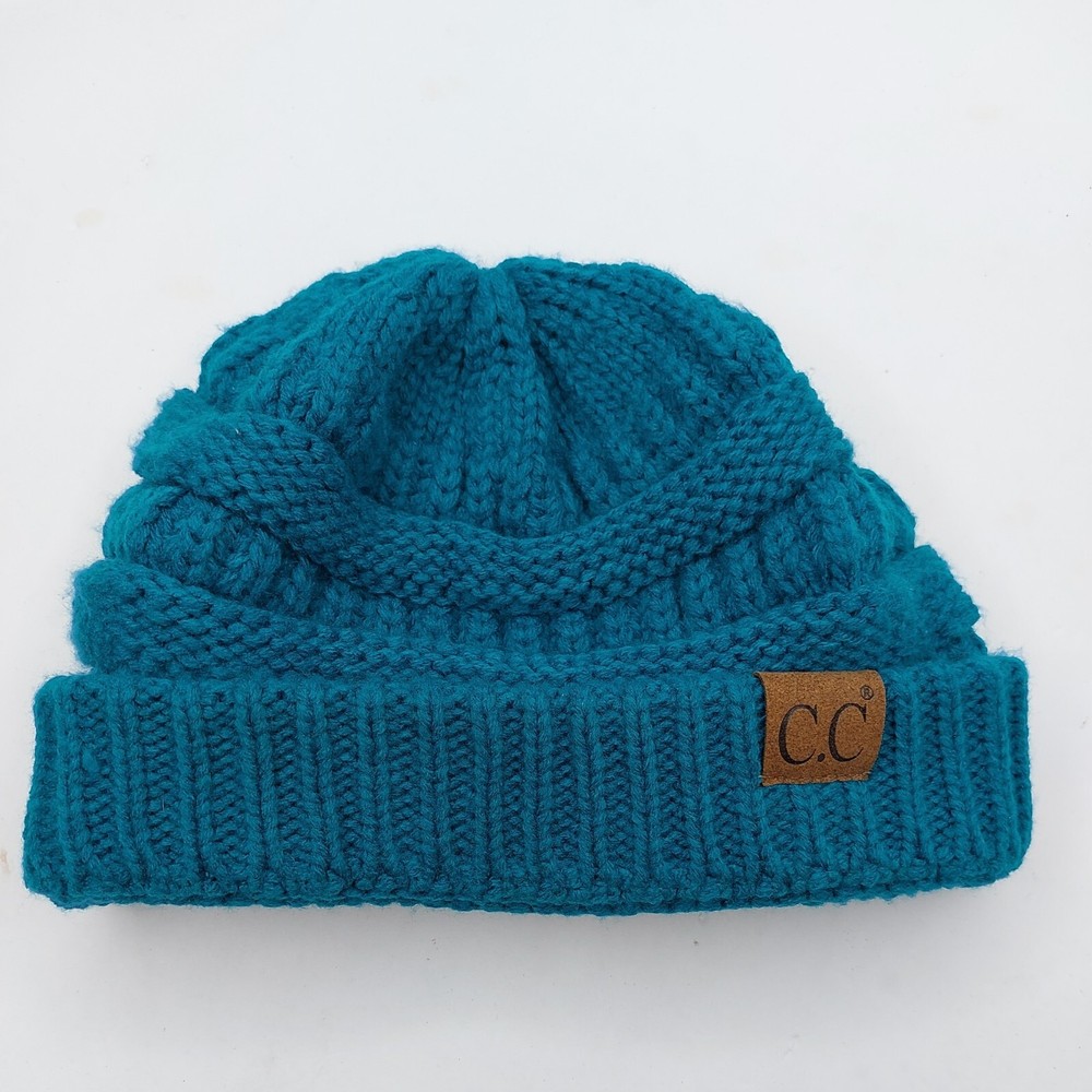 CC Teal Knit Beanie Hat Cap